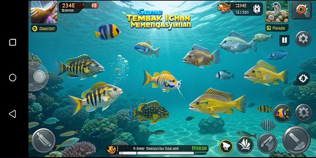 Screenshot gameplay Tembak Ikan 234E dengan aksi menembak yang seru.