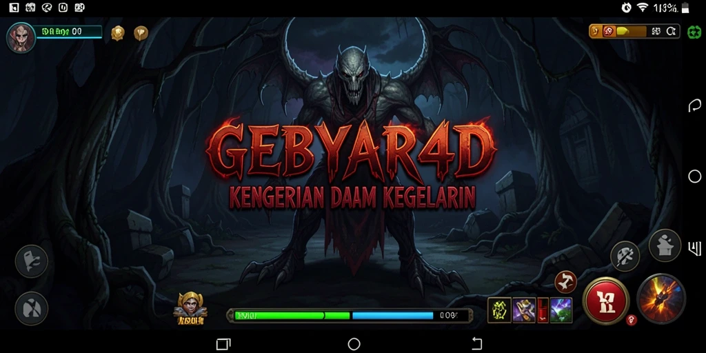 Tangkapan layar utama GEBYAR4D menampilkan suasana mencekam dari gameplay.