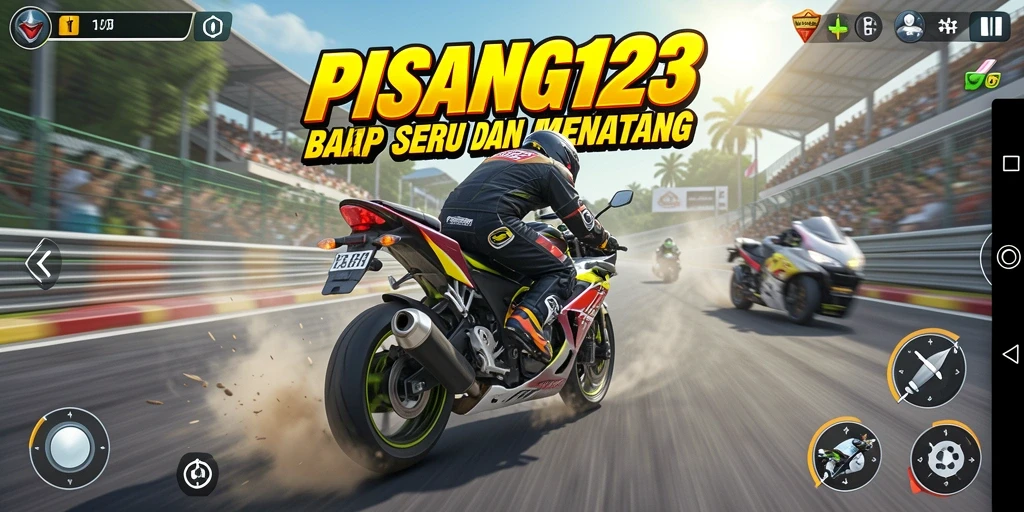 Gameplay PISANG123 yang seru dan kompetitif di trek balapan.