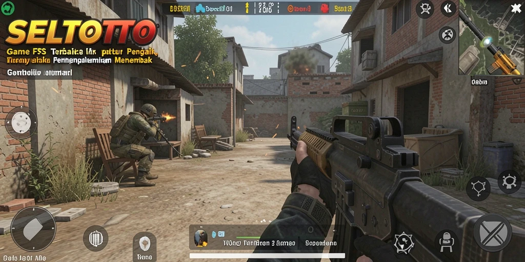 Screenshot gameplay intens dari SELTOTO, menunjukkan aksi menembak yang menegangkan.