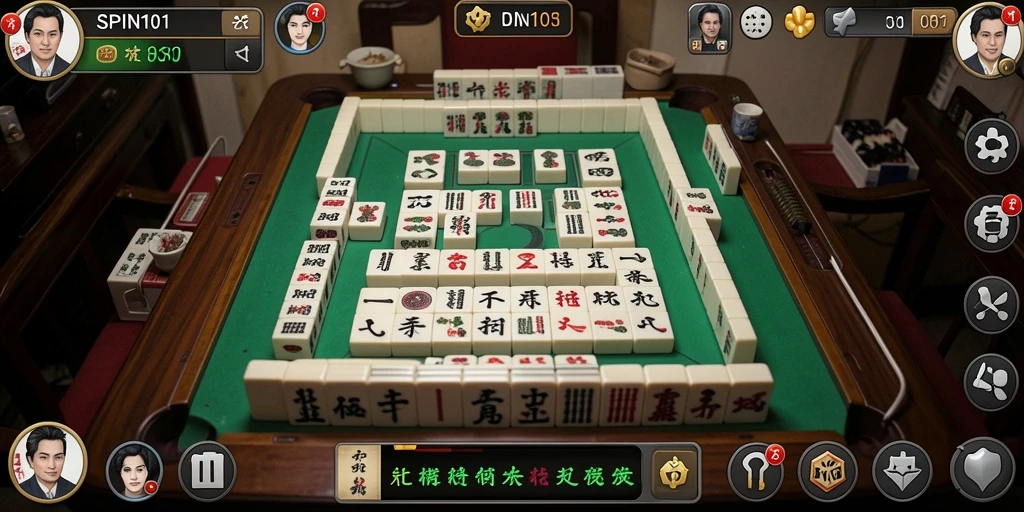 Tampilan menarik gameplay Mahjong di SPIN101.