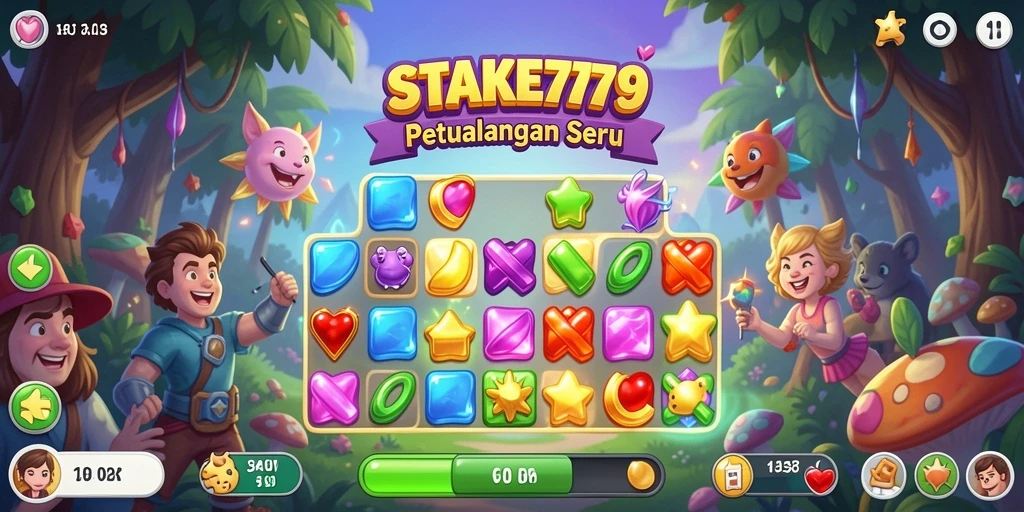 Screenshot gameplay STAKE779 menampilkan aksi mencocokkan batu permata yang seru.