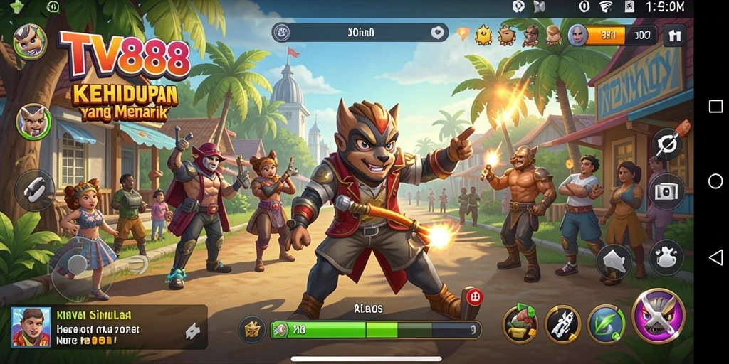 Screenshot dari gameplay TV888 menunjukkan berbagai aktivitas menarik dalam simulasi.